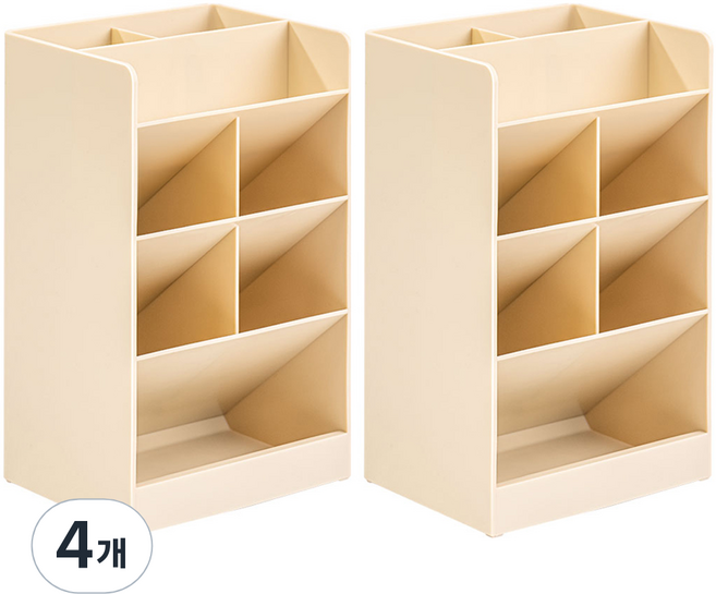 델리 데스크 오거나이저 8칸 분리 사선꽂이 점보 정리함 8939-0, 아이보리, 4개