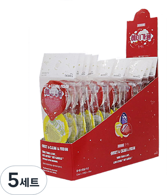 헤이가글 구강청결제 포도 12ml x 10p + 딸기 12ml x 10p + 레몬 12ml x 10p + 박스 랜덤발송 세트, 5세트