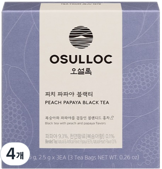 오설록 피치 파파야 블랙티, 2.5g, 4개, 3개입