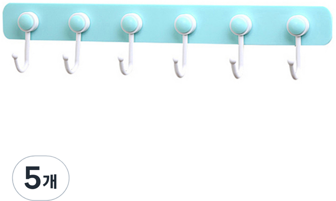 리버그린 깔끔 벽걸이 부착 행거, 블루, 5개