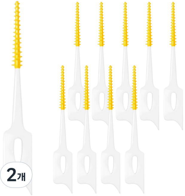 르메이스 치아 브러쉬 치간 칫솔 케이스 옐로우, 10개입, 2개