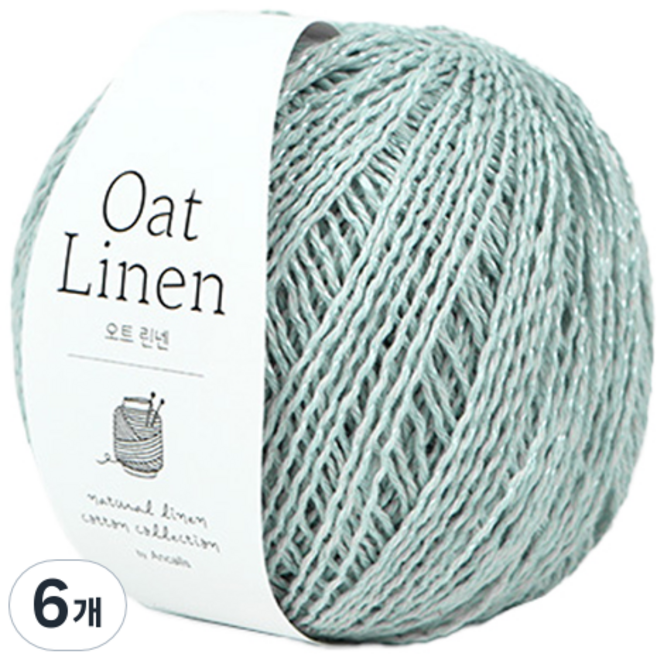 앵콜스 오트 린넨 뜨개실, 313 아이스민트, 6개