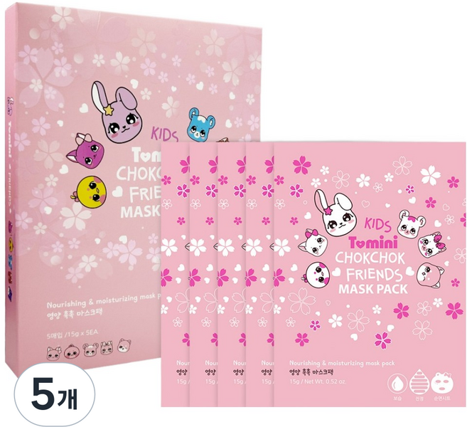 투미니 촉촉 프렌즈 어린이 마스크팩 15g, 5개입, 5개