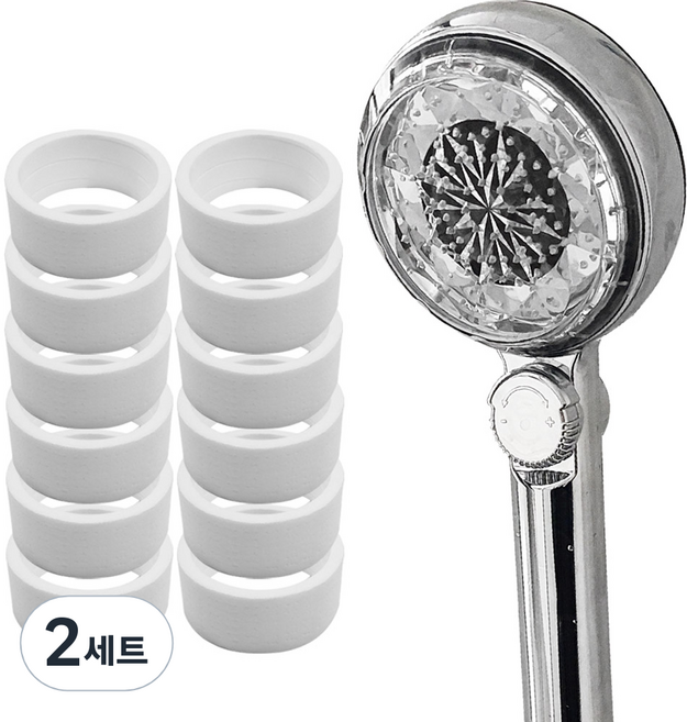 리빙이프 스마트 필터 온도계 샤워기 + 교체형 필터 12p 세트, 2세트, 그레이