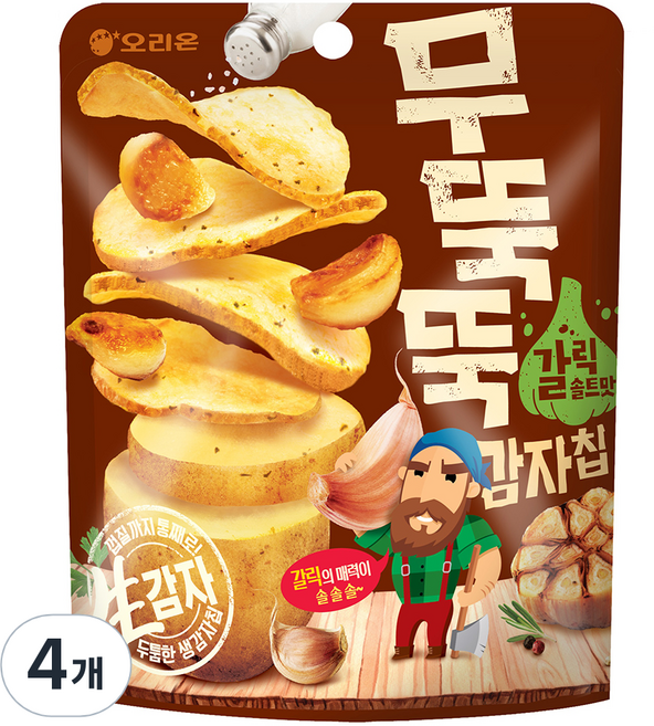 오리온 무뚝뚝감자칩 갈릭솔트맛, 106g, 4개