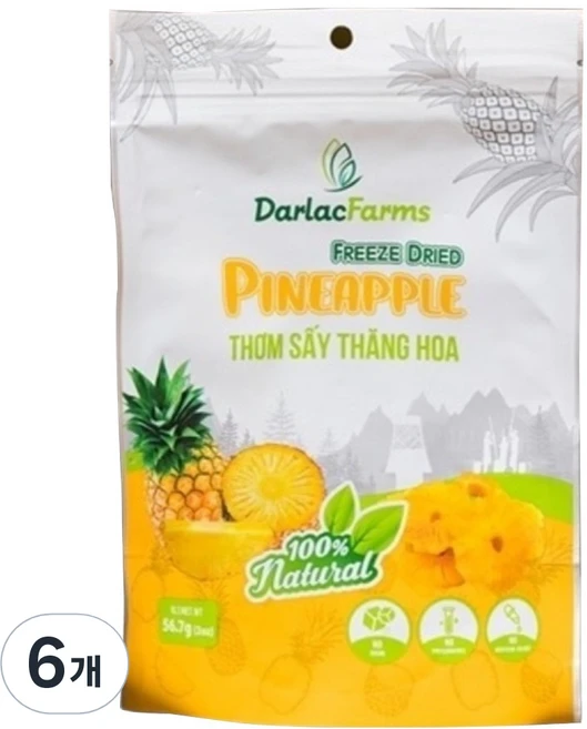 DarlacFarms 동결건조 파인애플, 56.7g, 6개 - 쿠팡