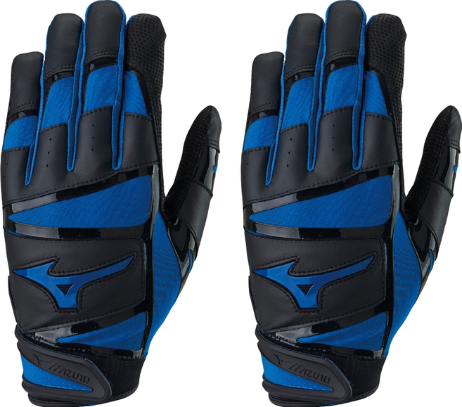 Mizuno 美津濃 303 羊皮打擊手套 1ETEA43327, 黑色 + 藍色, 1雙
