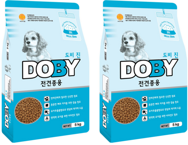 도비 전연령 강아지 진 건식사료, 닭, 5kg, 2개