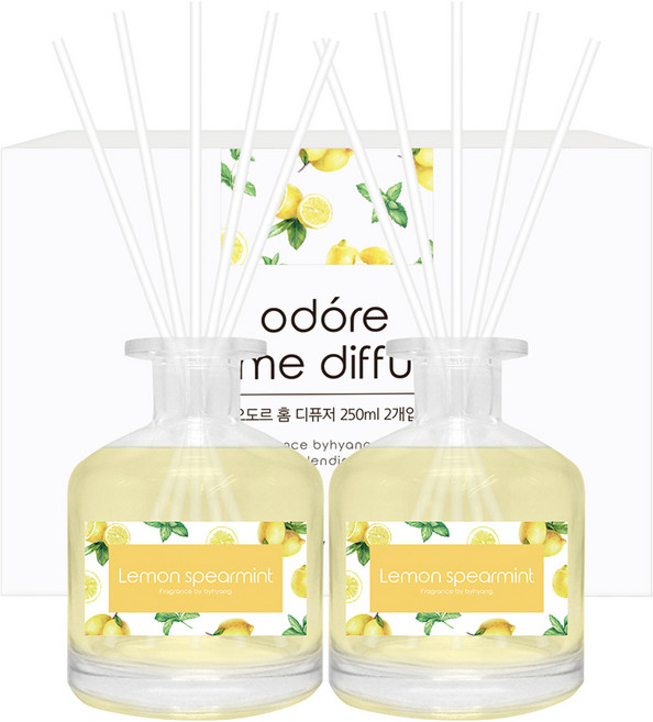 오도르 홈 디퓨저 2개 섬유스틱 10P, 레몬스피아민트, 500ml, 1개