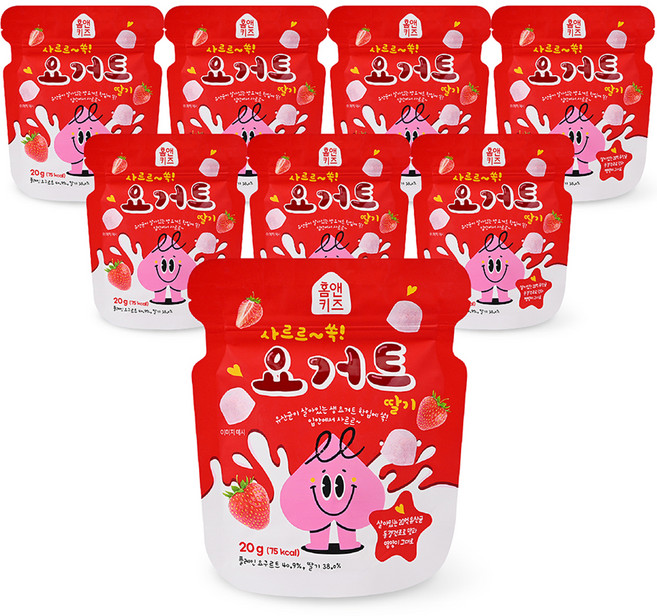 홈앤키즈 사르르쏙 요거트 딸기, 20g, 8개, 딸기맛