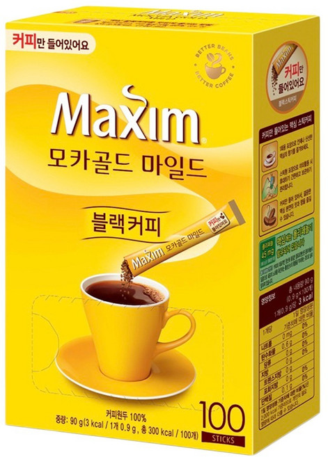 Maxim 麥心 無糖摩卡即溶咖啡, 0.9g, 100條, 1盒