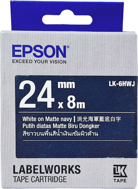EPSON 消光霧面系列 標籤帶 LK-6HWJ 24mm, 海軍藍, 8m