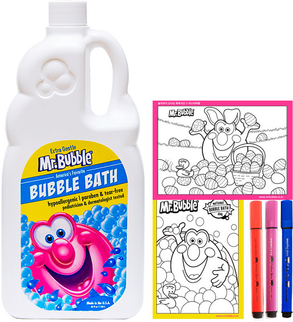 미스터버블 대용량 엑스트라 젠틀 버블바스 거품목욕제 1060ml + 색칠놀이 5종 세트, 1세트, 1.06L