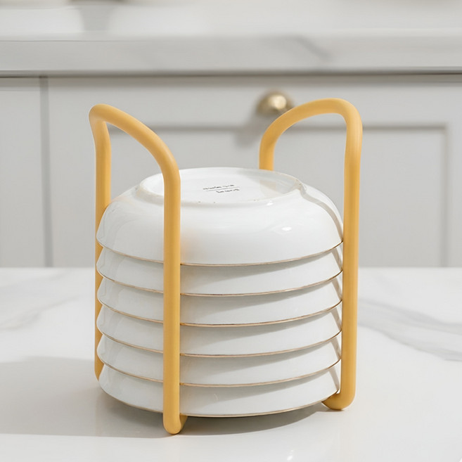 라인스미스 회전 확장형 식기 컵 건조대 1단, 1개, 옐로우