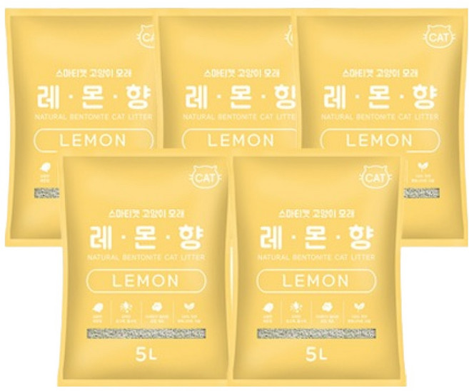 스마티캣 고양이모래, 5L, 5개, 레몬향