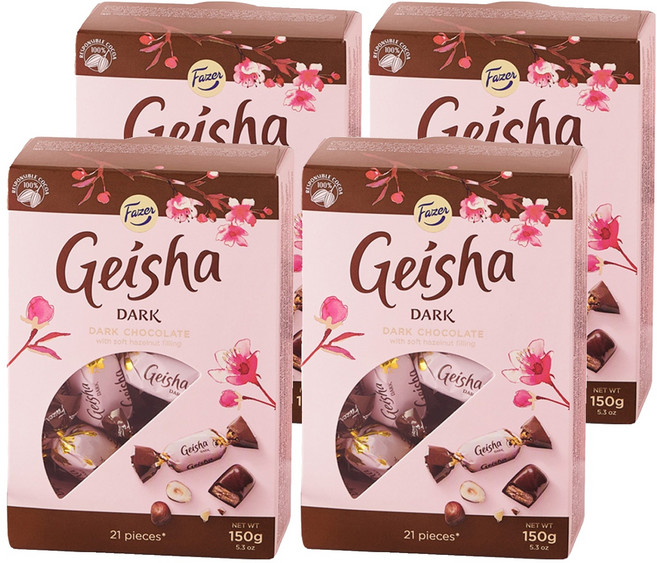 GEISHA 파제르 헤이즐넛 필링 다크 초콜릿, 150g, 4개