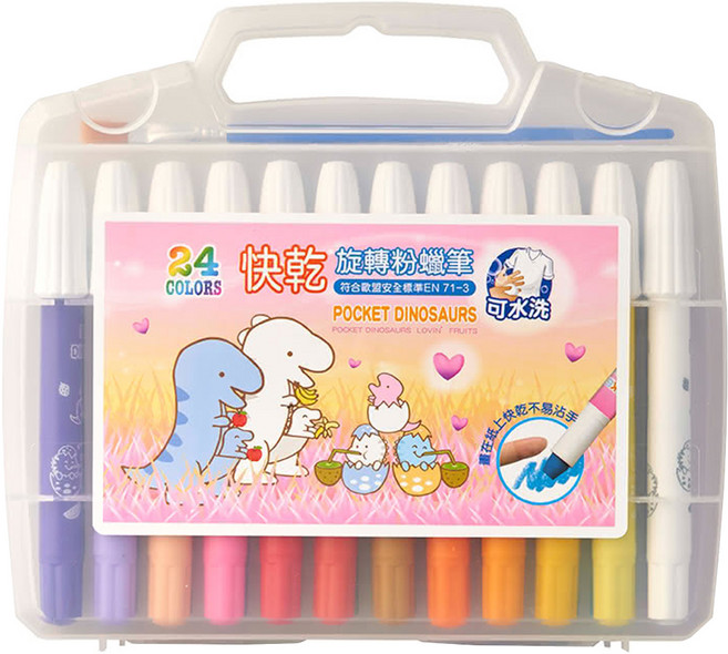 LIBERTY 利百代 GC-003-24C 快乾旋轉粉蠟筆 6歲以上, 24色, 1組