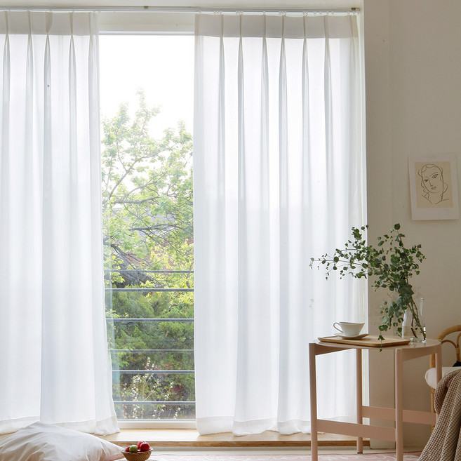 쁘리엘르 실루엣 쉬폰 나비주름 커튼 일반핀형