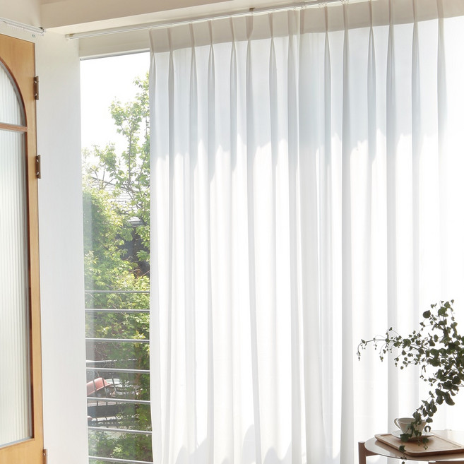 쁘리엘르 실루엣 쉬폰 나비주름 커튼 일반핀형