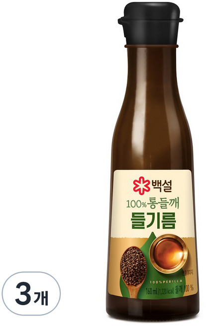 CJ BEKSUL 白雪 全優質紫蘇籽油, 160ml, 3個