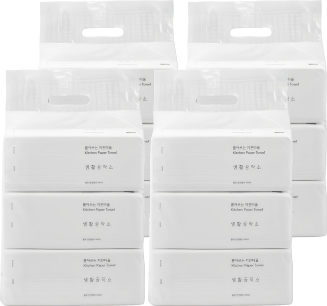 생활공작소 뽑아쓰는 천연펄프 키친타올, 100매, 12개