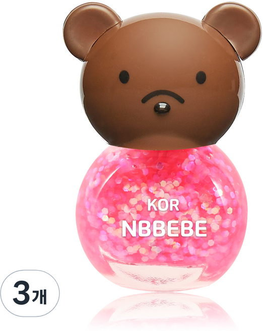 Nbbebe 兒童用指甲油, 閃亮的粉紅色, 3個