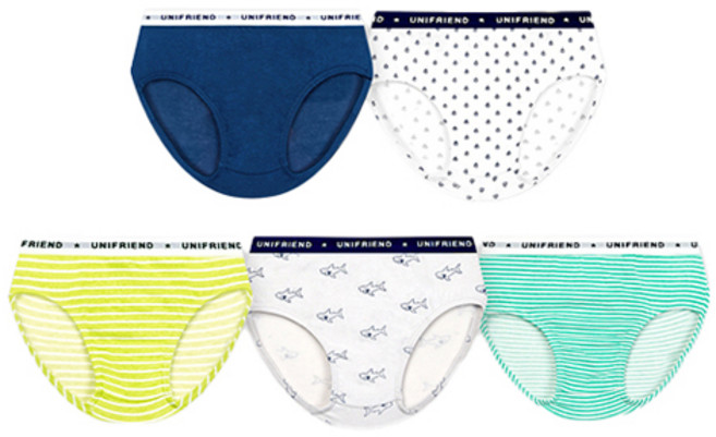 유니프랜드 주니어 남아용 마린 삼각 팬티 5종 세트