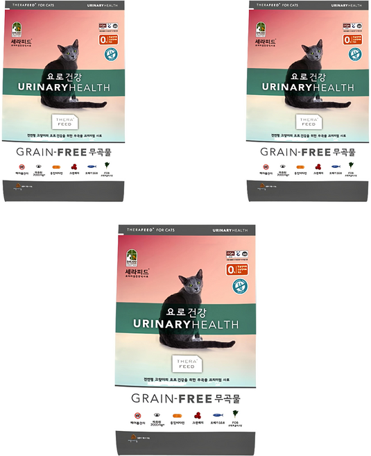 세라피드 고양이 그레인프리 기능성 사료, 유리너리+결석, 2kg, 3개