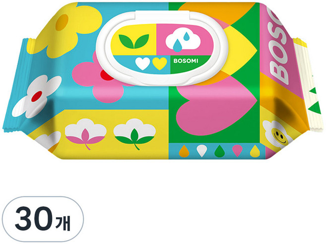 보솜이 펀앤플레이 라이트 물티슈 캡형, 55g, 60매, 30개