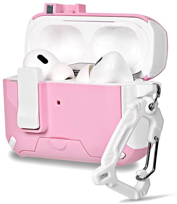 온아워 에어팟 프로 2세대 맥세이프 락 범퍼 케이스 + 카라비너 + 오링 세트, 핑크, 1세트, OPP-1RB