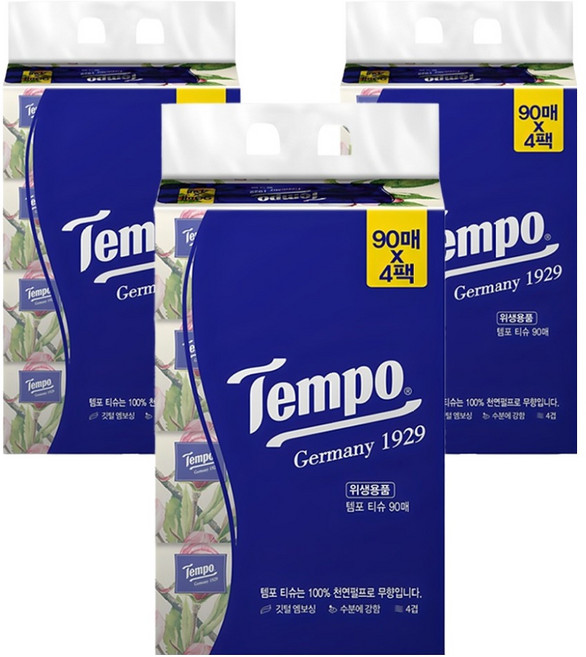 Tempo 得寶 3層衛生紙, 90張, 12個