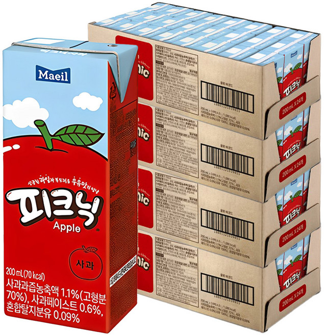 매일유업 피크닉 사과맛, 200ml, 96개