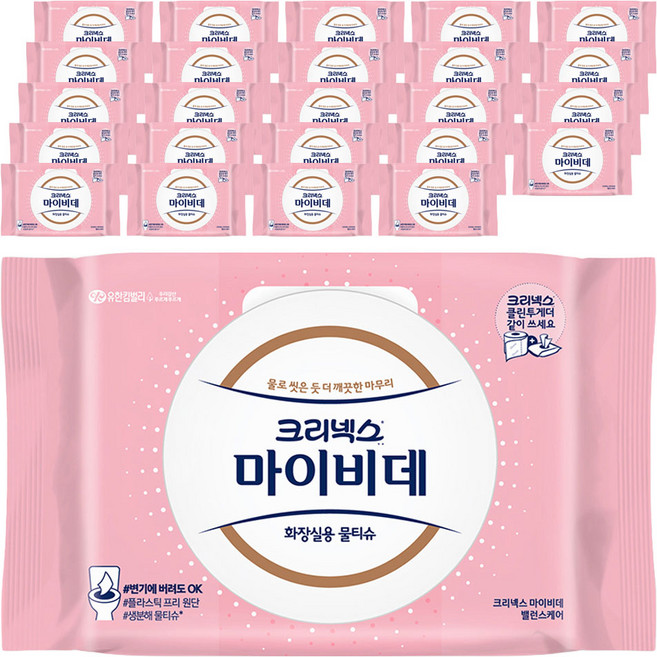 마이비데 밸런스케어 화장실용 물티슈 캡형, 55g, 40매, 25개