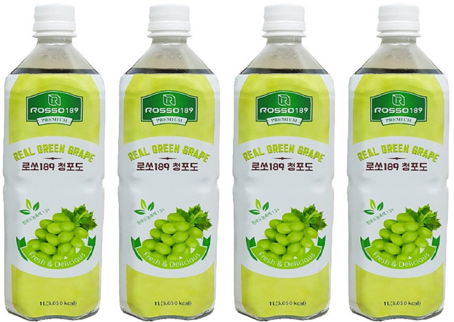 로쏘189 청포도 음료베이스, 1L, 4개