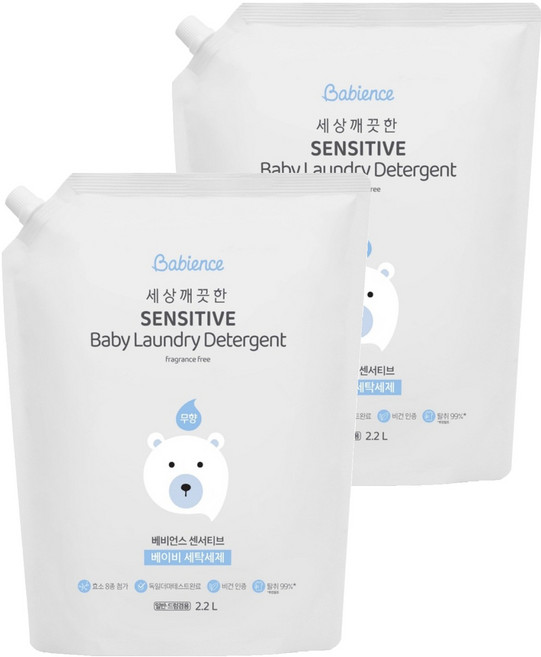 [비건라이프] 베비언스 센서티브 베이비 세탁세제 리필, 2.2L, 2개