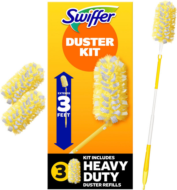 Swiffer Duster 360 除塵撢入門套組 超級可伸縮手柄 180cm + 補充包4入, 1套, 混合色