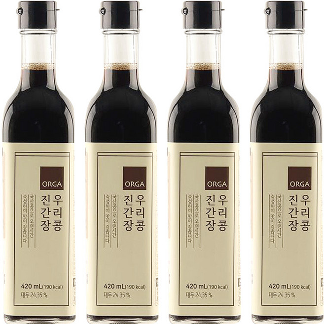올가홀푸드 우리콩 진간장, 420ml, 4개