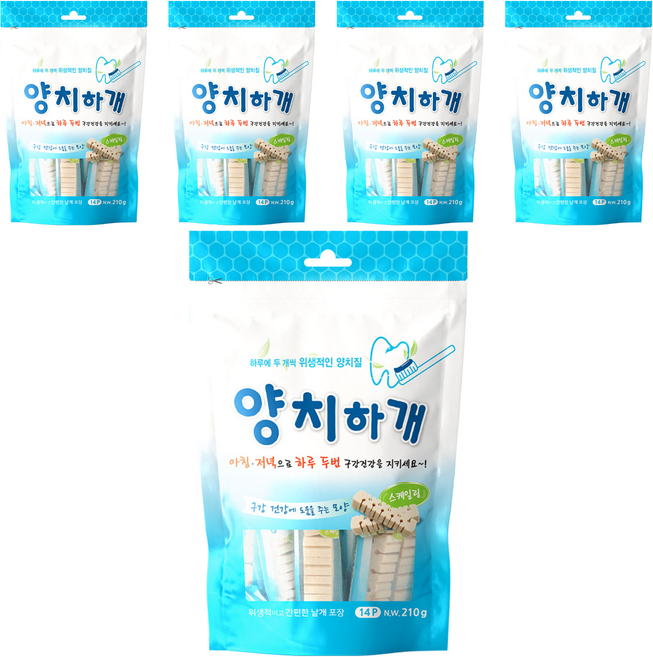 양치하개 강아지 덴탈껌 14p, 스케일링, 210g, 5개