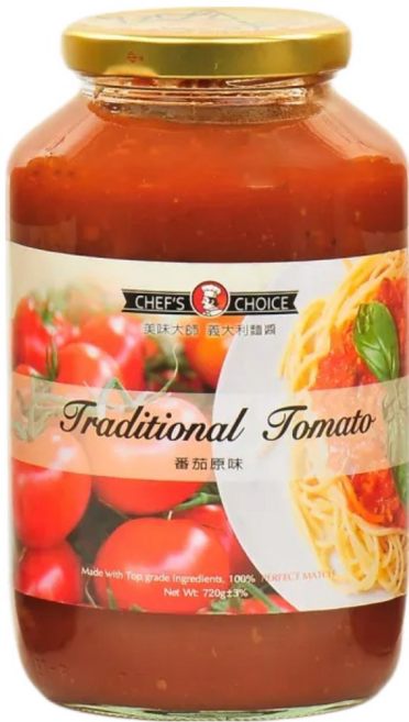 CHEF'S CHOICE 美味大師 義大利麵醬 蕃茄原味, 720g, 1罐