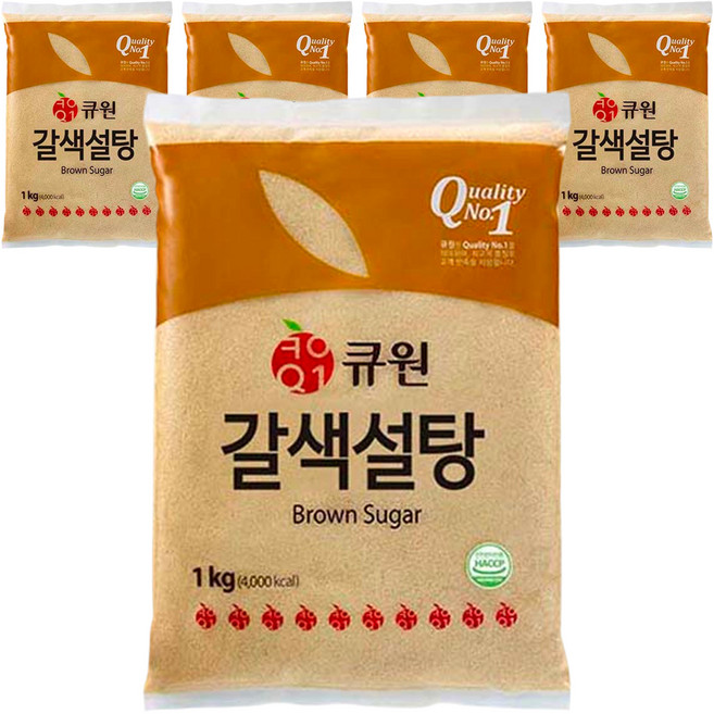 큐원 갈색설탕, 1kg, 5개