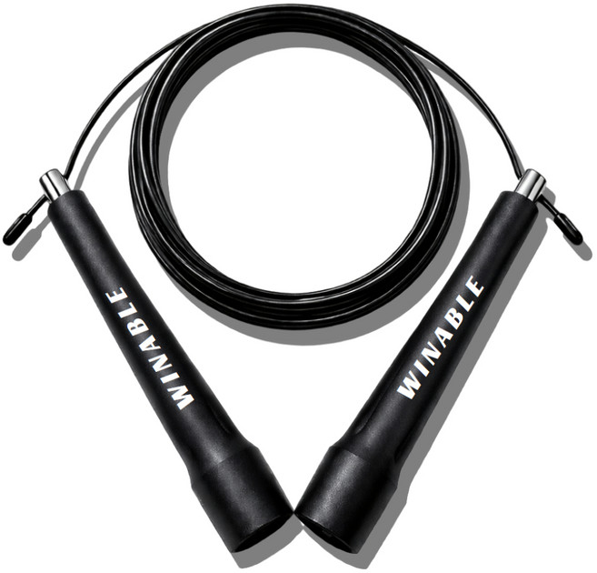 WINABLE 拳擊 RPM 室內室外 速度 瘦身 雙交叉 CrossFit 鋼絲跳繩, 黑色, 1個
