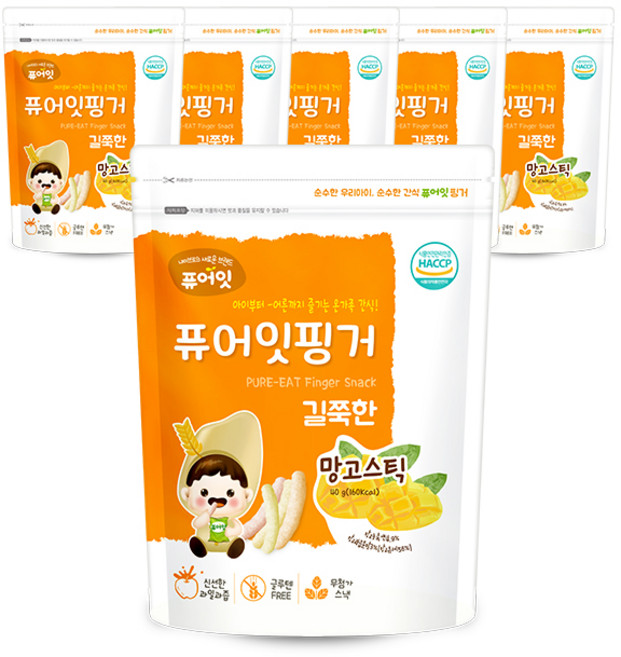 퓨어잇 핑거 길쭉한 망고스틱, 망고, 30g, 6개