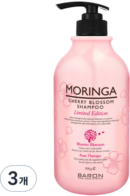 바론 모링가 샴푸 체리블라썸, 500g, 3개