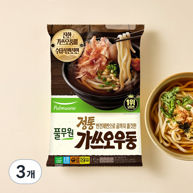 풀무원 반전제면 정통가쓰오우동 2인분, 471.6g, 3개