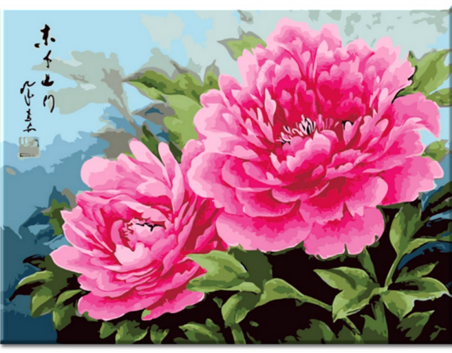 모모픽스페인팅 DIY 명화 그리기 60 x 75 cm, WK04 부귀화 목단, 1개