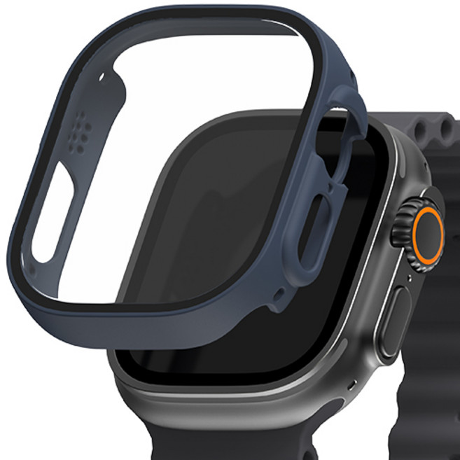 신지모루 9H 풀커버 일체형 SF코팅 강화유리 액정보호 케이스, 네이비, 1개