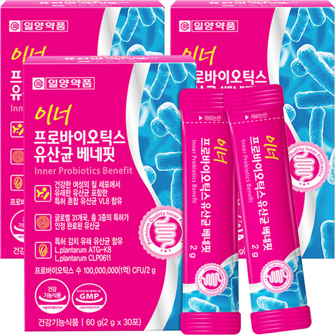 일양약품 이너 프로바이오틱스 유산균 베네핏, 60g, 3개