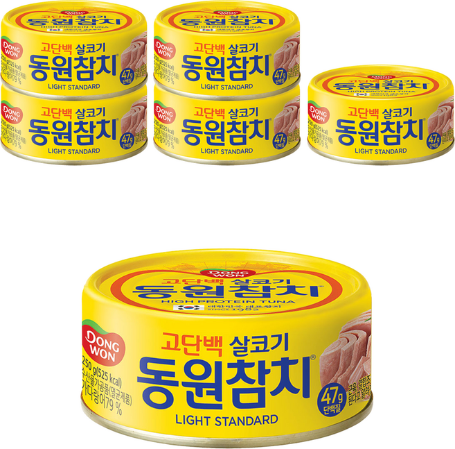 동원 라이트 스탠다드 참치, 250g, 6개