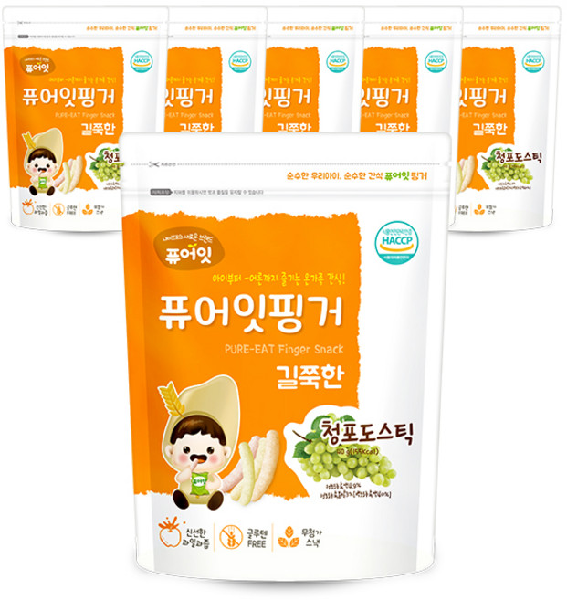 퓨어잇 핑거 길쭉한 청포도스틱, 청포도, 30g, 6개
