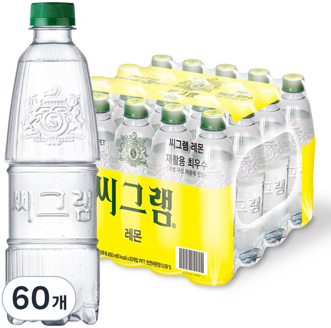 씨그램 레몬 무라벨, 450ml, 60개